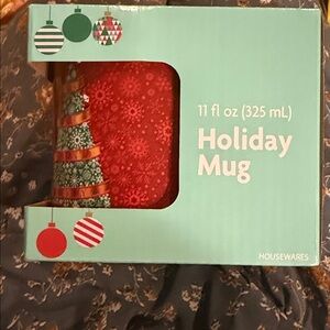 Holiday Mug - Festive White with Red and Green Accents New